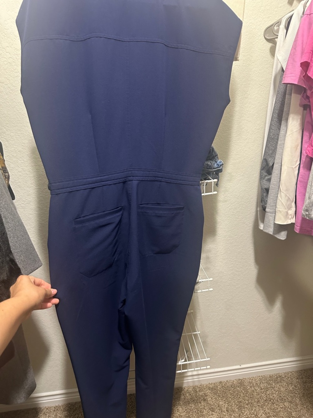 Figs Rafaela Navy Cap-Sleeve Cargo Jumpsuit - Picture 5 of 7